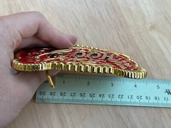 Western Buckle Gold Red Cowboy Rodeo 4.5 »x3.5 » Hooey Buckle 2 »Hebilla Vaquero
