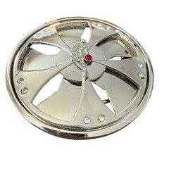 Vintage Chrome Silver Round Spinner Belt Buckle Y2K Basketball Hip Hop Rap