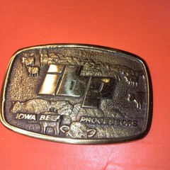 Vintage IBP Iowa Beef Processors Belt Buckle Brass Tone The Buckle Works FC-80