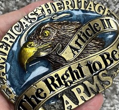 VTG Americas Heritage The Right To Bear Arms Belt Buckle Great American Co 1980s