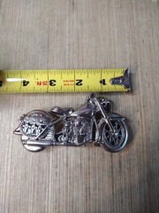 4&Prime; Wide Figural Motorcycle W/ Saddle Bag Silver Color Bikers Belt Buckle