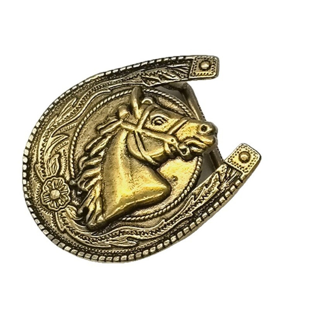 Lost-Wax Casting Brass & Copper Horseshoe-Design Belt Buckle (Belt Not Included)