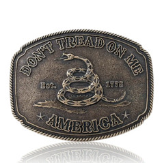 America Don&rsquo;t Tread On Me Gadsden Flag Snake Belt Buckle Antique Bronze Tone