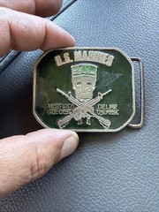 U.S. Marines Vintage Enameled Belt Buckle (MESS WITH THE BEST DIE LIKE THE REST)
