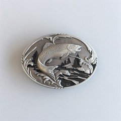 Fish Fishing Wildlife Fisherman Western Oval Belt Buckle also Stock in US