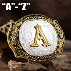 INITIAL  » A-Z  » RODEO COWBOY LETTER SHINE GOLD SILVER WESTERN BELT BUCKLE US