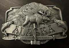 1985 Siskiyou Alaska Commemorative Belt Buckle Moose Salmon LE #2301/5000