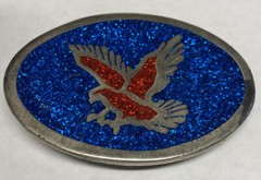 Men’s Eagle Theme Vintage Belt Buckle Red And Blue Silver