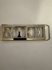 Nike Silver Metal Belt Buckle for Men Solid Pattern Logo Accent Metal Hardware