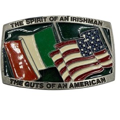 Ireland USA Flag Belt Buckle Metal USA Irish Pride St. Patrick’s Day Enamel READ