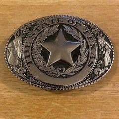 TL&B Texoma Leather & Brass – The State of Texas Flag Star Silver Belt Buckle