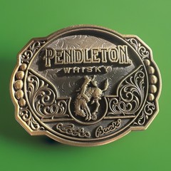 Pendleton Whiskey Belt Buckle 2024 Let&rsquo;er Buck Promo Montana Silversmiths GMP488