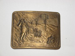 O Tanner Solid Brass Men&rsquo;s Belt Buckle Bell Telephone Snow Shoes