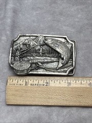 Siskiyou Buckle Co Fisherman Fishing Angler Oregon K-27 1983 Mountains Pewter T2