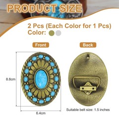 Western Belt Buckle for Men Cowboy,Turquoise Belt Buckle, Tin/blue1Set