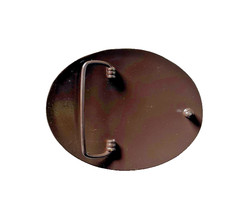 Western Belt Buckle 4.25 x 3.25 in Handcrafted Oval Engraved Brown Gold 2.25