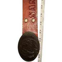 Vintage 1970s Schlitz Beer San Francisco Tooled Leather Belt with Buckle OOAK