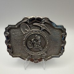 Virginia City Grand Prix Motorcycle Racing Metal Belt Buckle 13th Silver 3.5”x3”