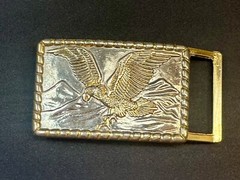Patriotic Majestic American Eagle Vintage two tone rectangular Belt Buckle
