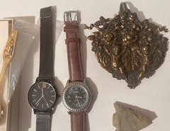 Vintage Grandpa&rsquo;s Junk Draw, Watches, Cufflinks, Arrowhead, Spoons, Interesting,