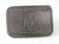1979 Mid America All Indian Center Belt Buckle By HIT LINE U.S.A. 31916