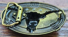 NEW BULL HEAD LONG HORN GOLD BRONZE STARS WESTERN COWBOY RODEO BELT BUCKLE