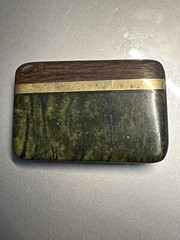 Vintage Wood and Brass Inlay Belt Buckle Mid Century Danish Modern Style