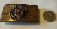 Sertoma International Belt Buckle Vintage Teakwood And Brass 1980 VGC