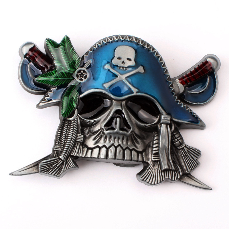 Pirates Skull Men&rsquo;s Belt Buckle Western Cowboy Native American (SK-07-S)