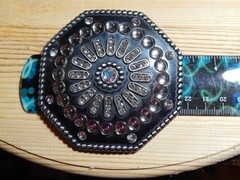 Man&rsquo;s or Lady&rsquo;s Belt Buckle with a lot of Bling Black & Silver Rhinestones, New