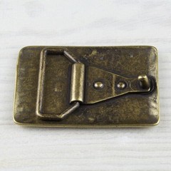 Grid Belt Buckle Rectangular Old Brass Vintage Braided Pattern Masculine