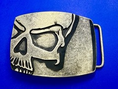 Creepy Skull Engraved Halloween Cosplay Gothic Punk Silver Color Belt Buckle