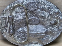 Vintage Native American Warrior Horse Belt Buckle Silver Tone Black Western