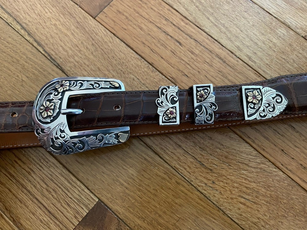 James Reid Artist Richard Stump Sterling Silver 14k Ruby Belt Buckle Set XL ✅