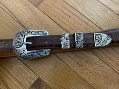 James Reid Artist Richard Stump Sterling Silver 14k Ruby Belt Buckle Set XL ✅