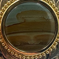 Vintage Western Belt Buckle Two Tone Stone Center