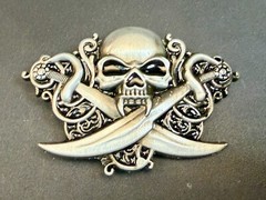 Creepy Skull Head Vampire Teeth Swords Snake Halloween Gothic Biker Belt Buckle