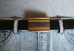 Vintage Kenneth Reid Southwest Wood and Brass Belt Buckle