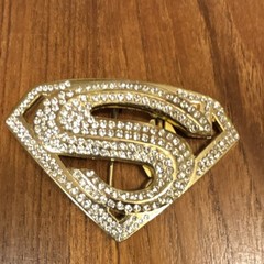 DC Comics Superman Gold Rhinestone Men&rsquo;s Metal Belt Buckle Interchangeable