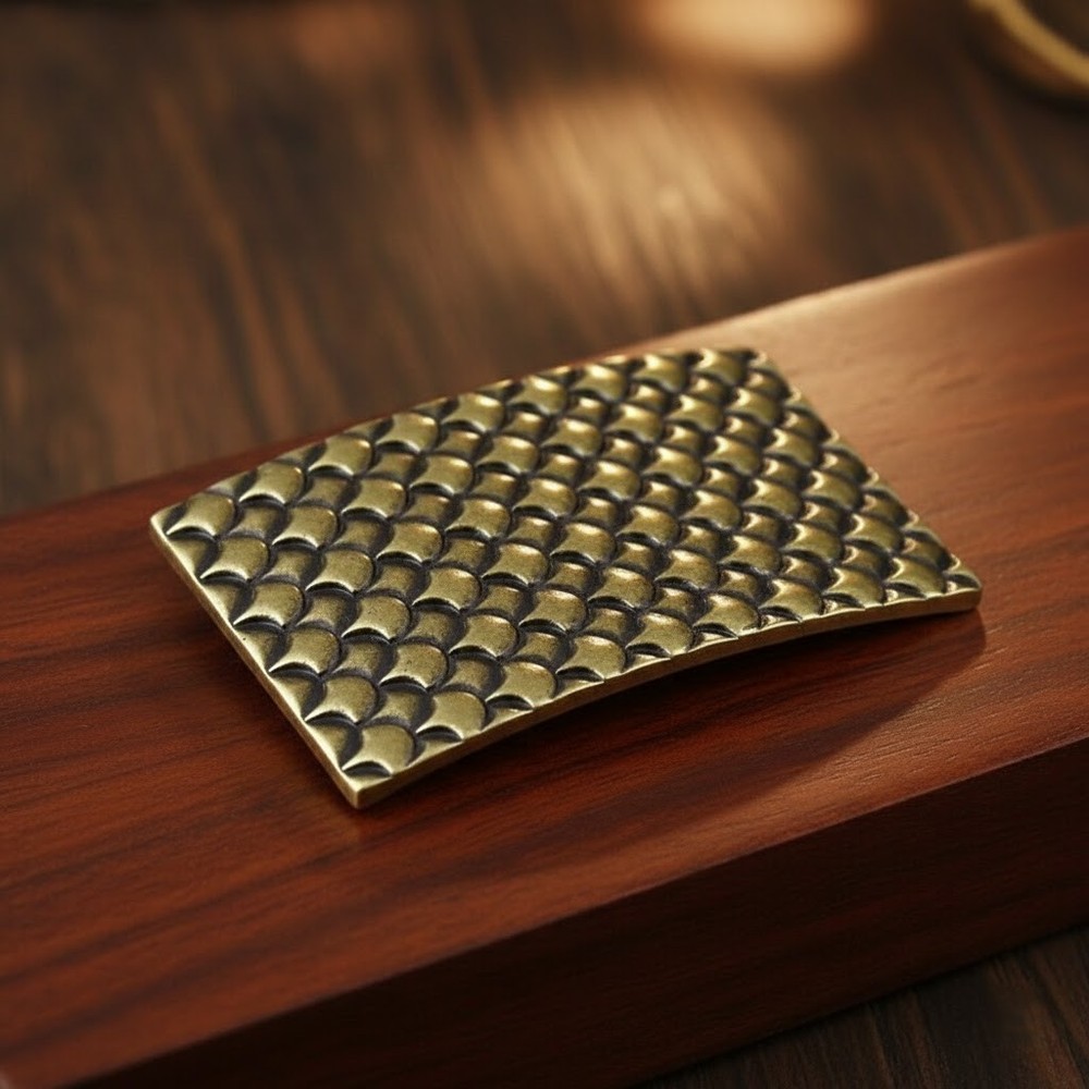 Rectangular Fish Scale Style Metal Antique Brass Belt Buckle