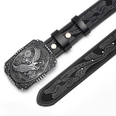 BISON DENIM Men&rsquo;s Western cowboy belt 41&Prime;-43&Prime;, Nk0064a-ds050-1bm-black