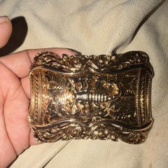ALSA Men&rsquo;s Western Gold Tone Engraved Floral Scorpion Belt Buckle 1.5 in
