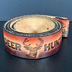 Vintage Hand Tooled Leather Belt Deer Hunter Buck Scene Personalized Joe Western