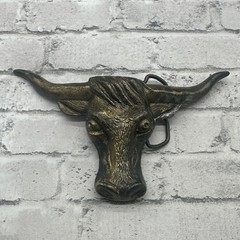 Vintage 1970s Brass MBCI Longhorn Steer Head Belt Buckle 6&Prime; Wide