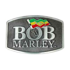 New Bob Marley Silver Color Name & Flag Belt Buckle