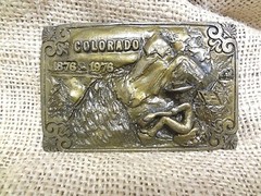 Colorado Centennial 1876-1976 Collectors Brass Belt Buckle Prospecting~FREE SHIP