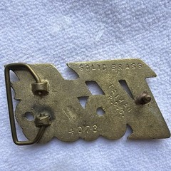 Men&rsquo;s Title Logo Solid Brass Belt Buckle Gold Antique Finish 1.5in MPN 4073