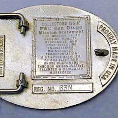 U.S. Navy Public Works Center Belt Buckle (Solid Brass, Silver) Hand Painted