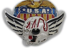 Men Women Silver Fashion Belt Buckle Skull Wings USA Army American Eagle Bloody