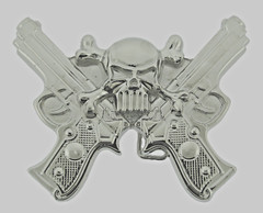 Skull Belt Buckles Gun Silver Metal Emblem Vintage Pirate Men Women Goth Tattoo